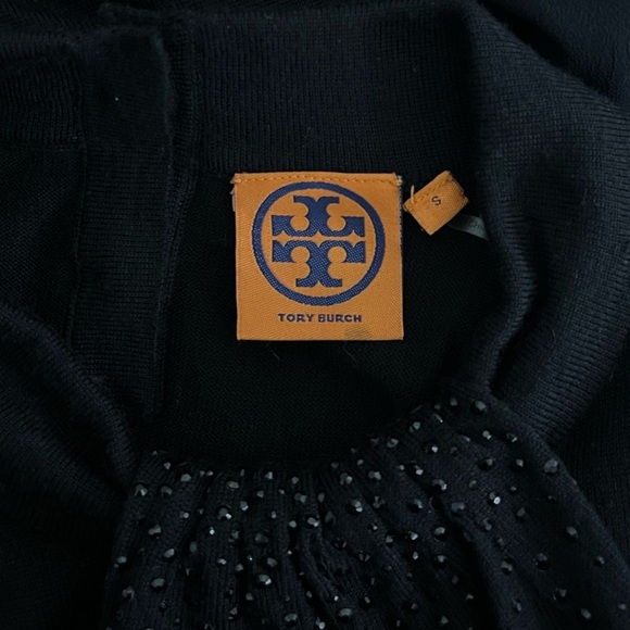 Tory Burch Abitha Knit/Silk Sweater size Small in Black - Picture 4 of 7